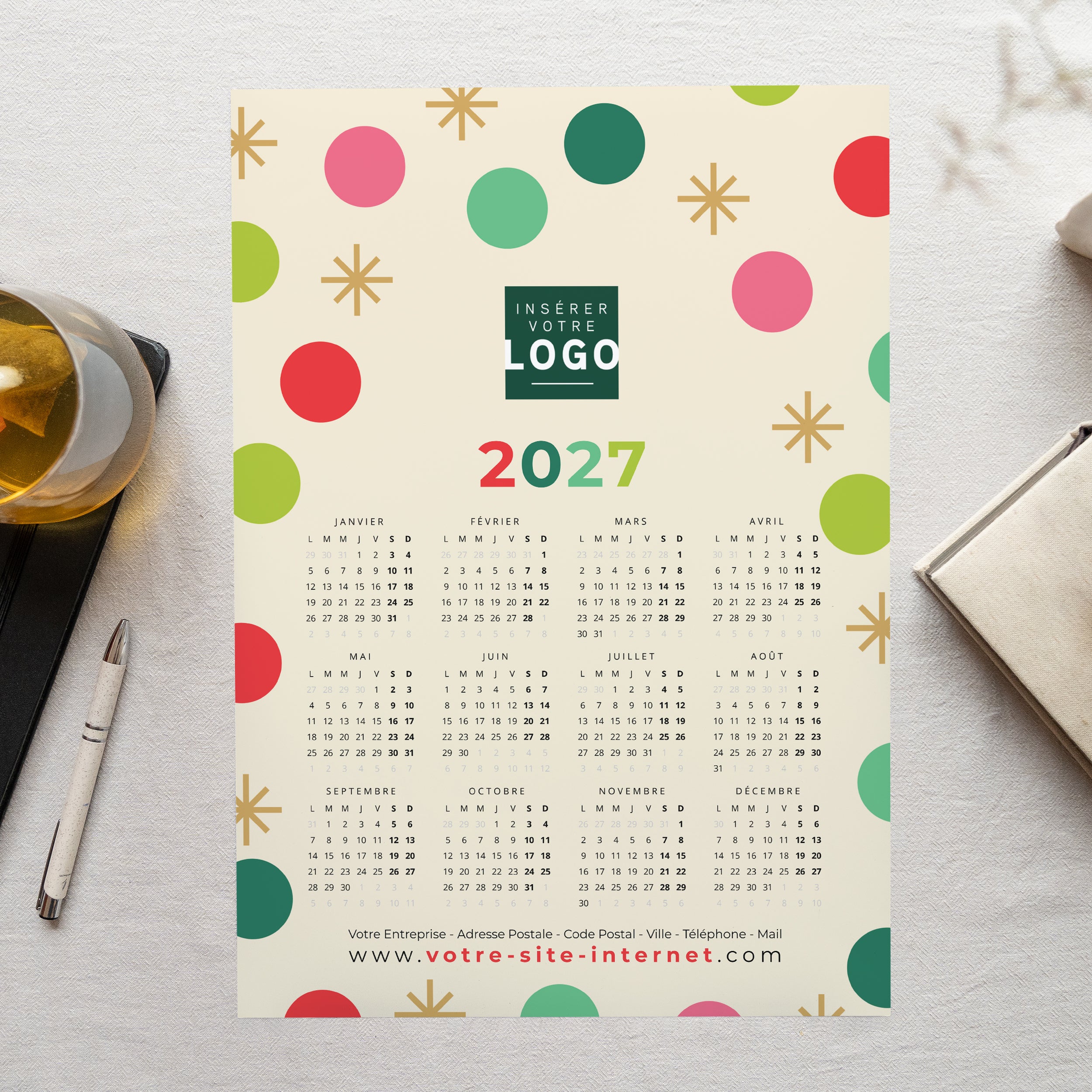 Confettis de Vœux | Vœux professionnels • Calendrier professionnel • A3 photo N° 1