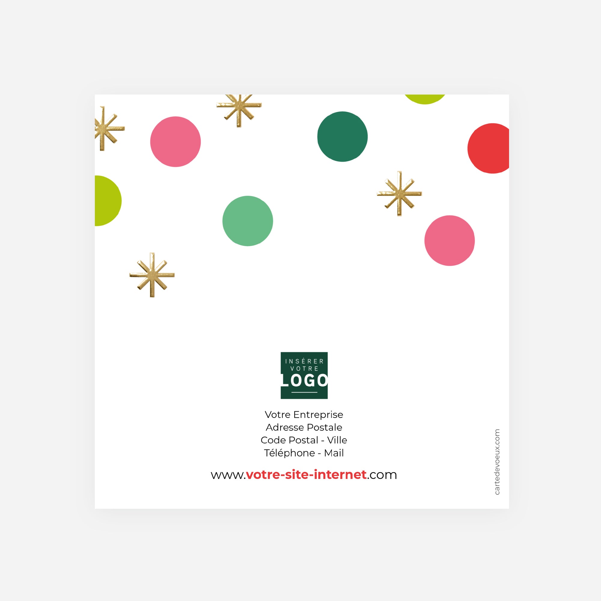 Confettis de Vœux | Vœux professionnels • Carte de voeux dorure • Carré double photo N° 3