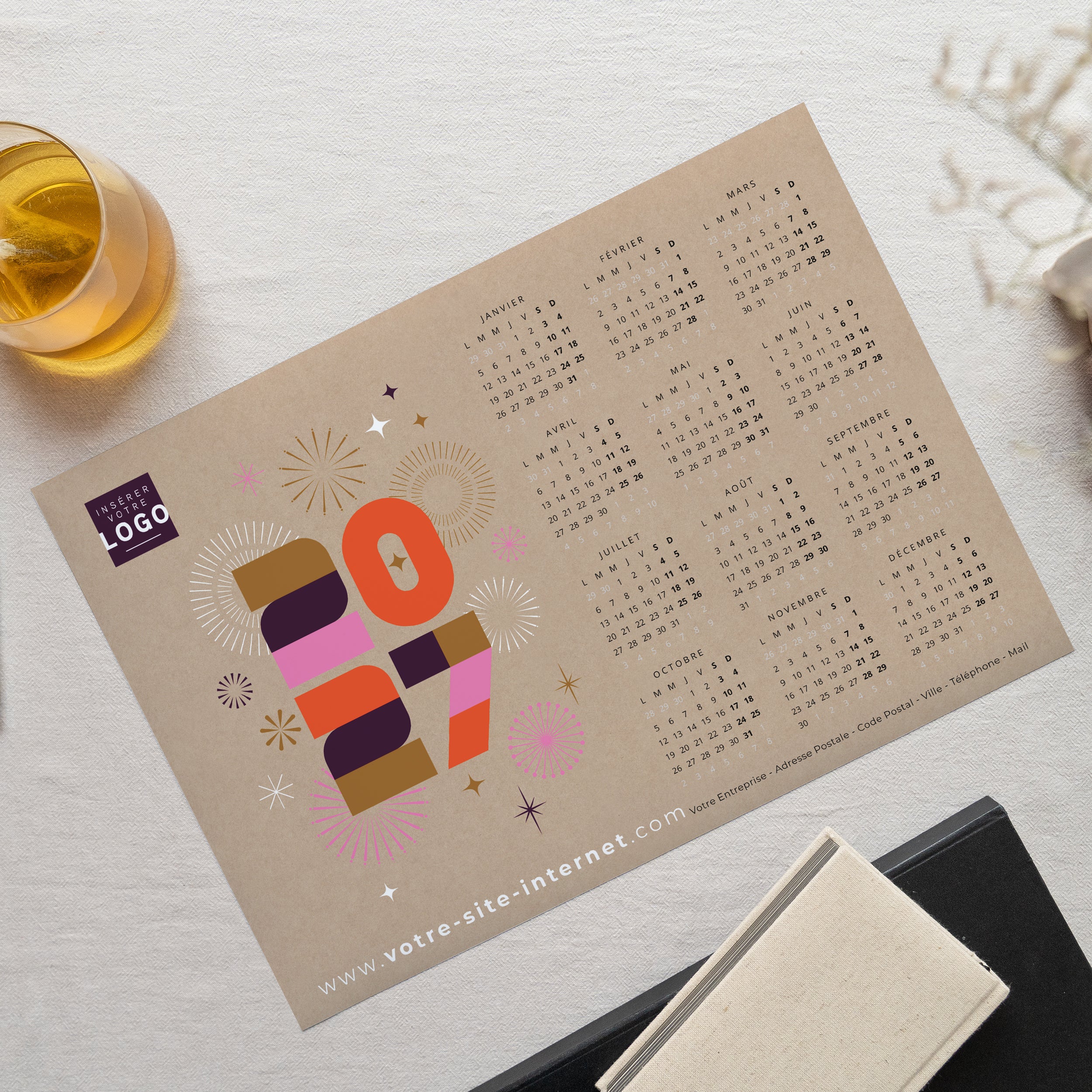 Fête Rétro | Vœux professionnels • Calendrier professionnel • A3 photo N° 1