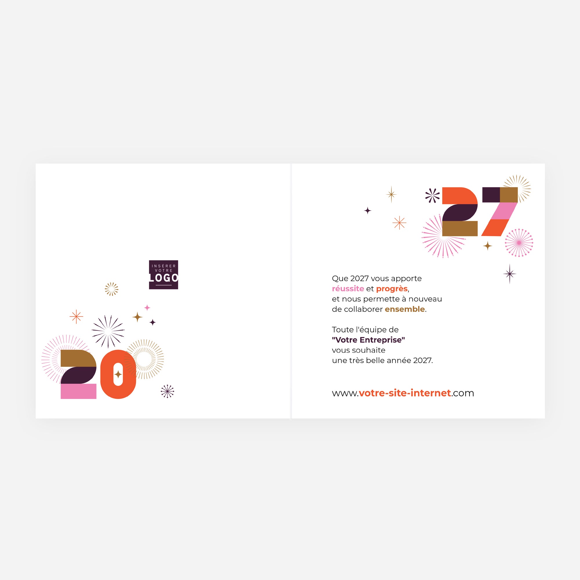 Fête Rétro | Vœux professionnels • Carte de voeux • Carrée pliable photo N° 2