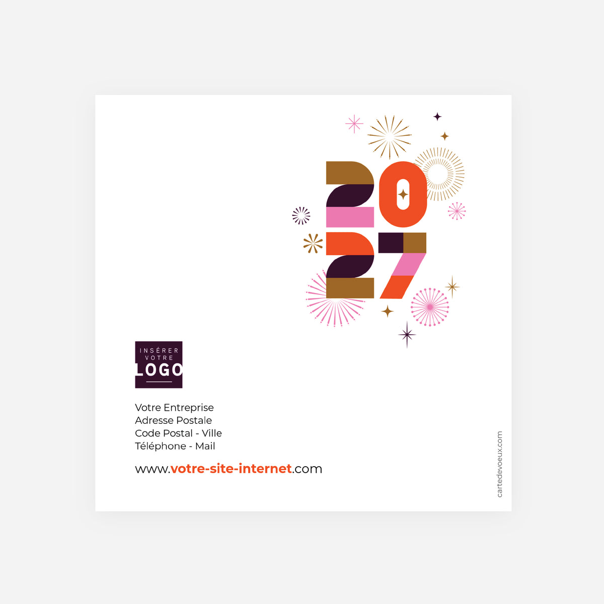 Fête Rétro | Vœux professionnels • Carte de voeux • Carrée pliable photo N° 3