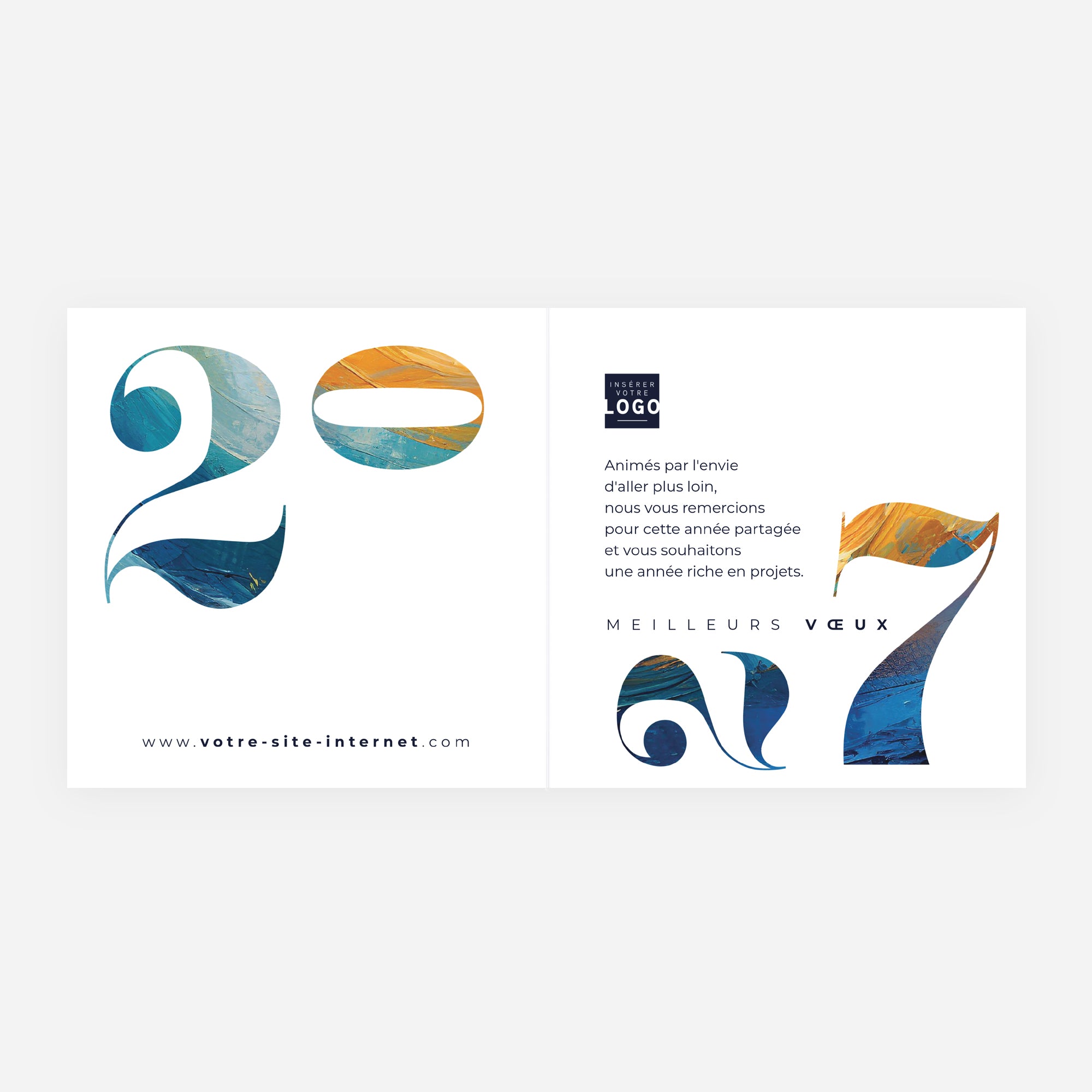 Vague Créative | Vœux professionnels • Carte de voeux • Carré double photo N° 2