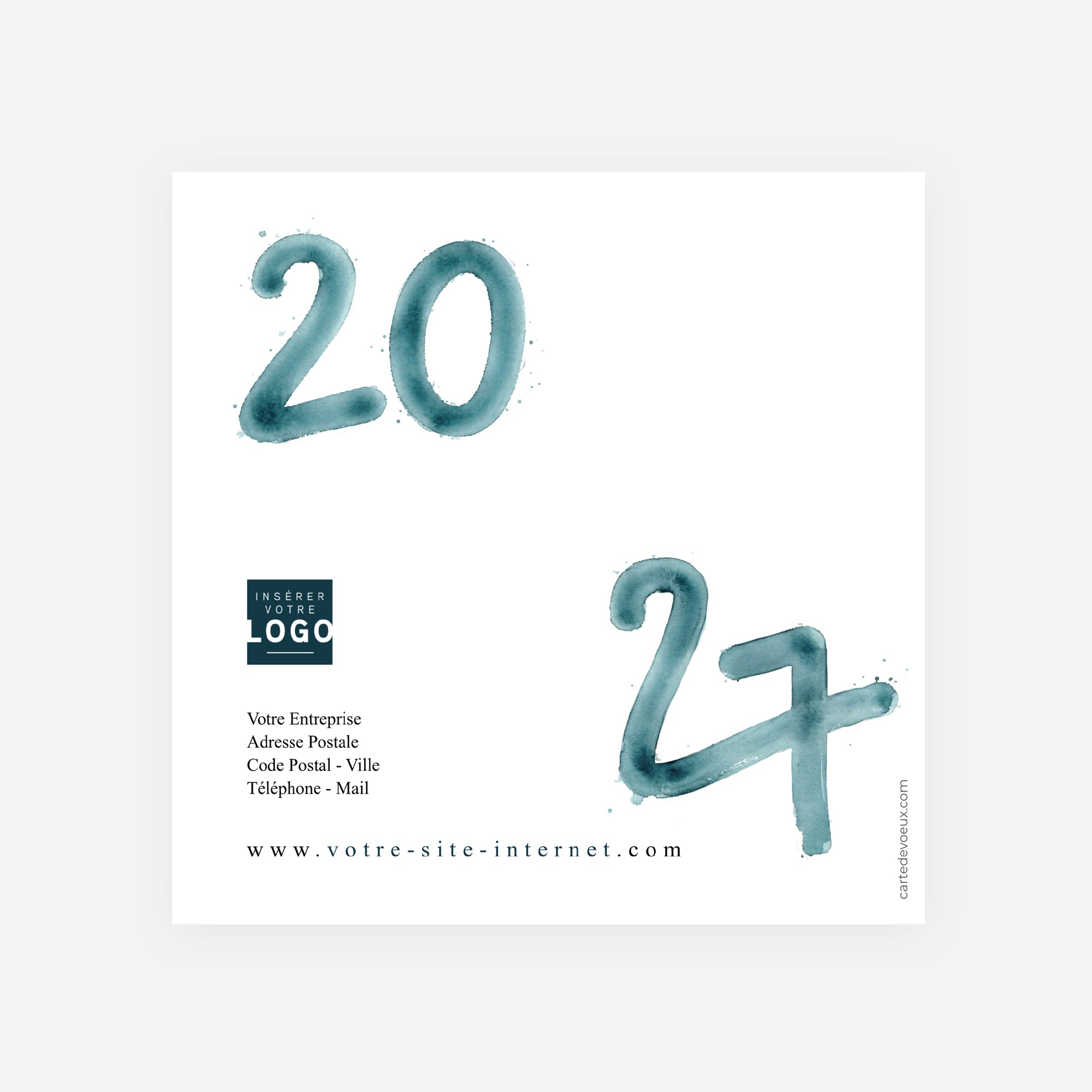 Aquarelle d’Hiver | Vœux professionnels • Carte de voeux • Carré double photo N° 3
