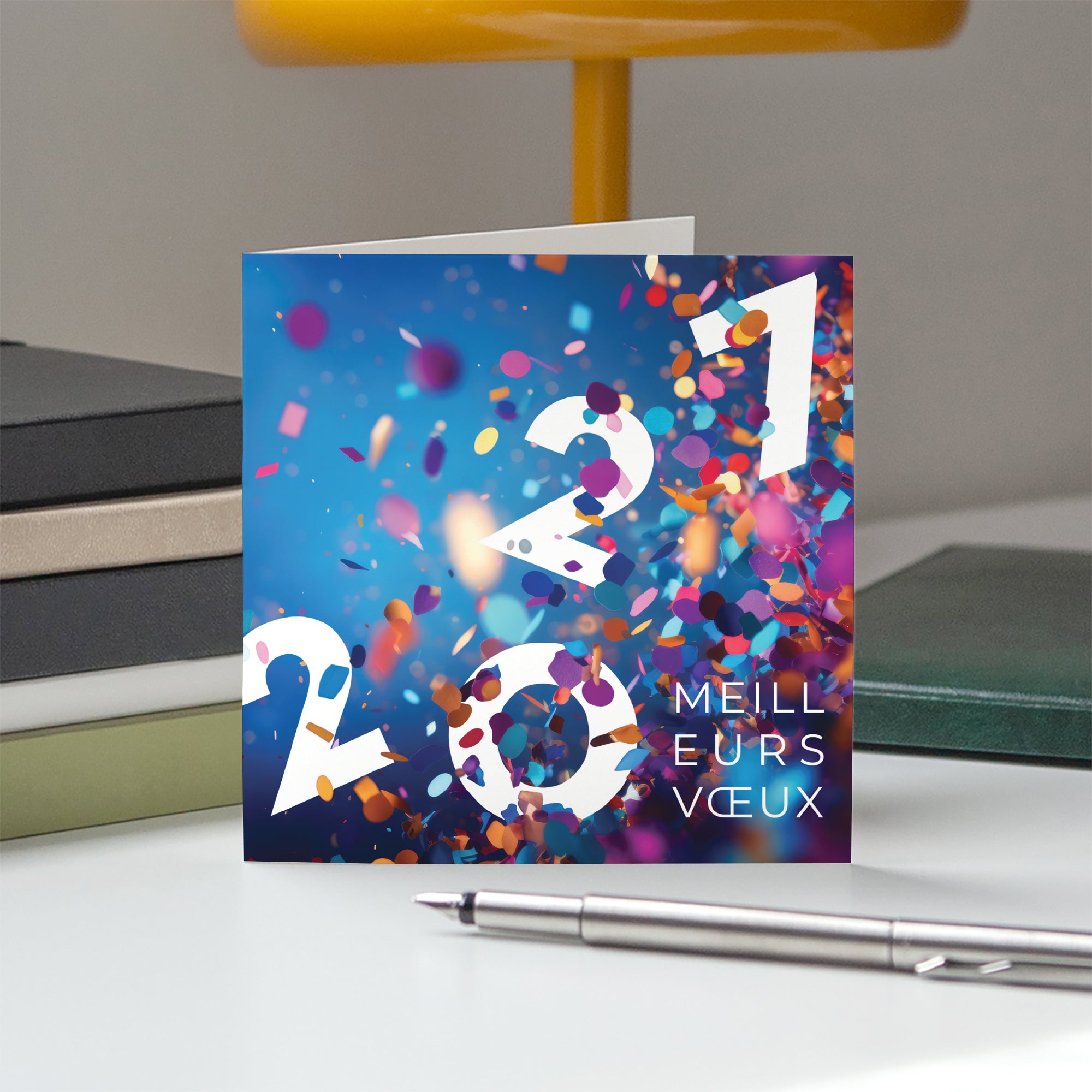Explosion de Fête | Vœux professionnels • Carte de voeux • Carré double photo N° 5