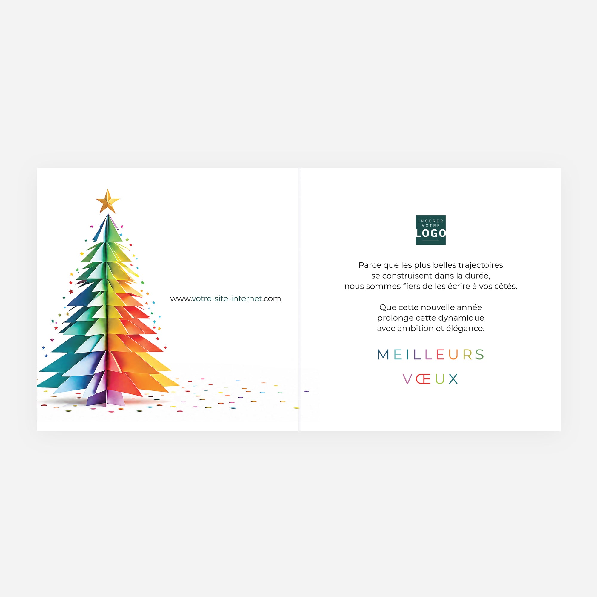 Sapin Arc-en-Ciel | Vœux professionnels • Carte de voeux • Carré double photo N° 2