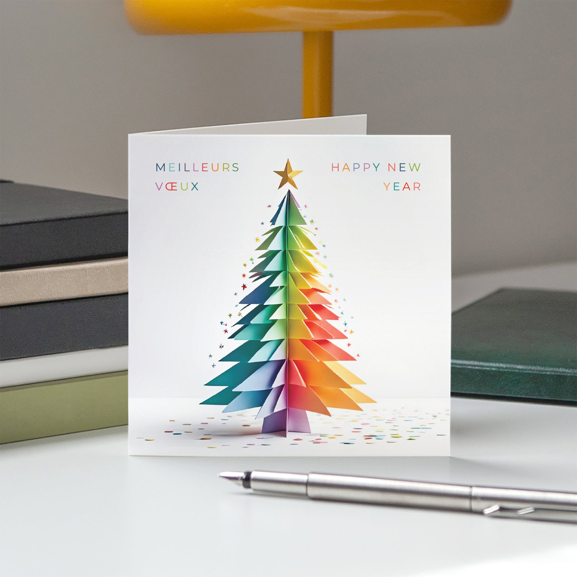 Sapin Arc-en-Ciel | Vœux professionnels • Carte de voeux • Carré double photo N° 5