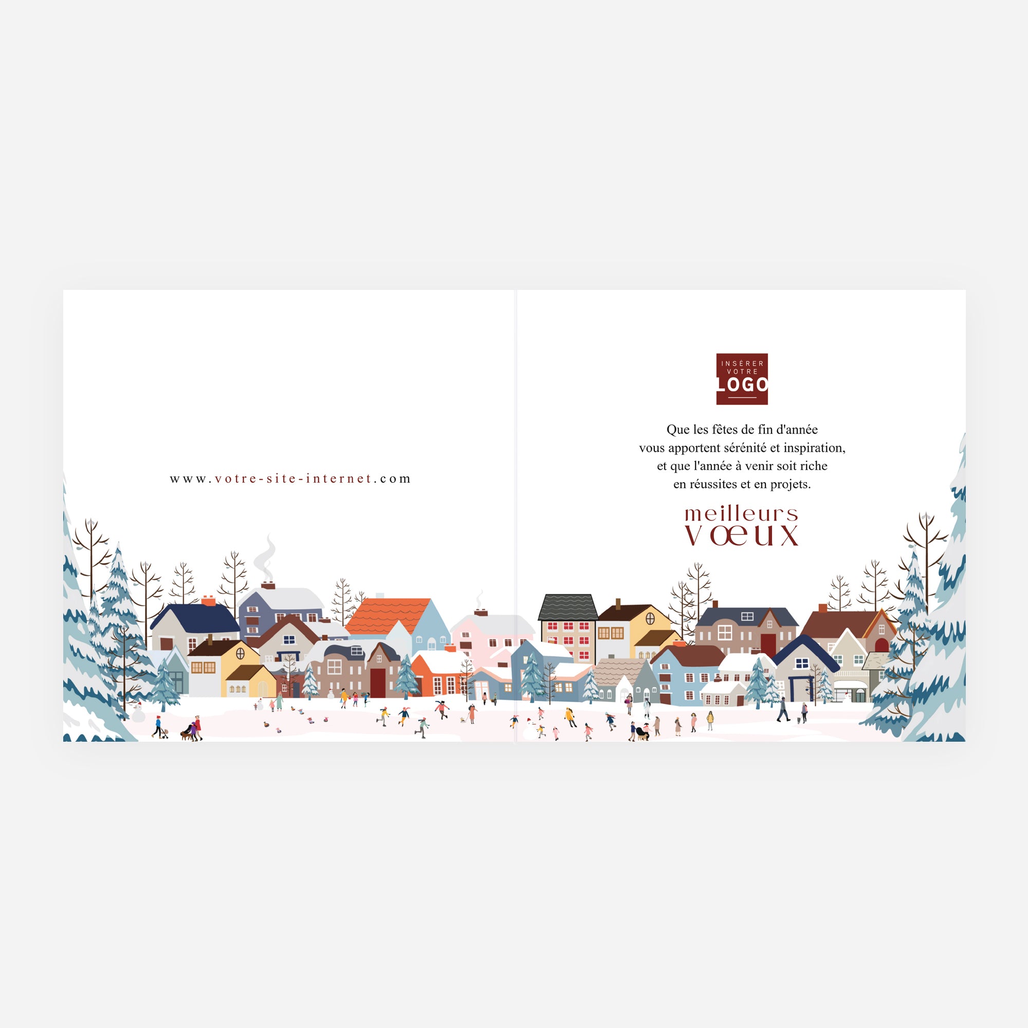 Village Enchanté | Vœux professionnels • Carte de voeux • Carré double photo N° 2
