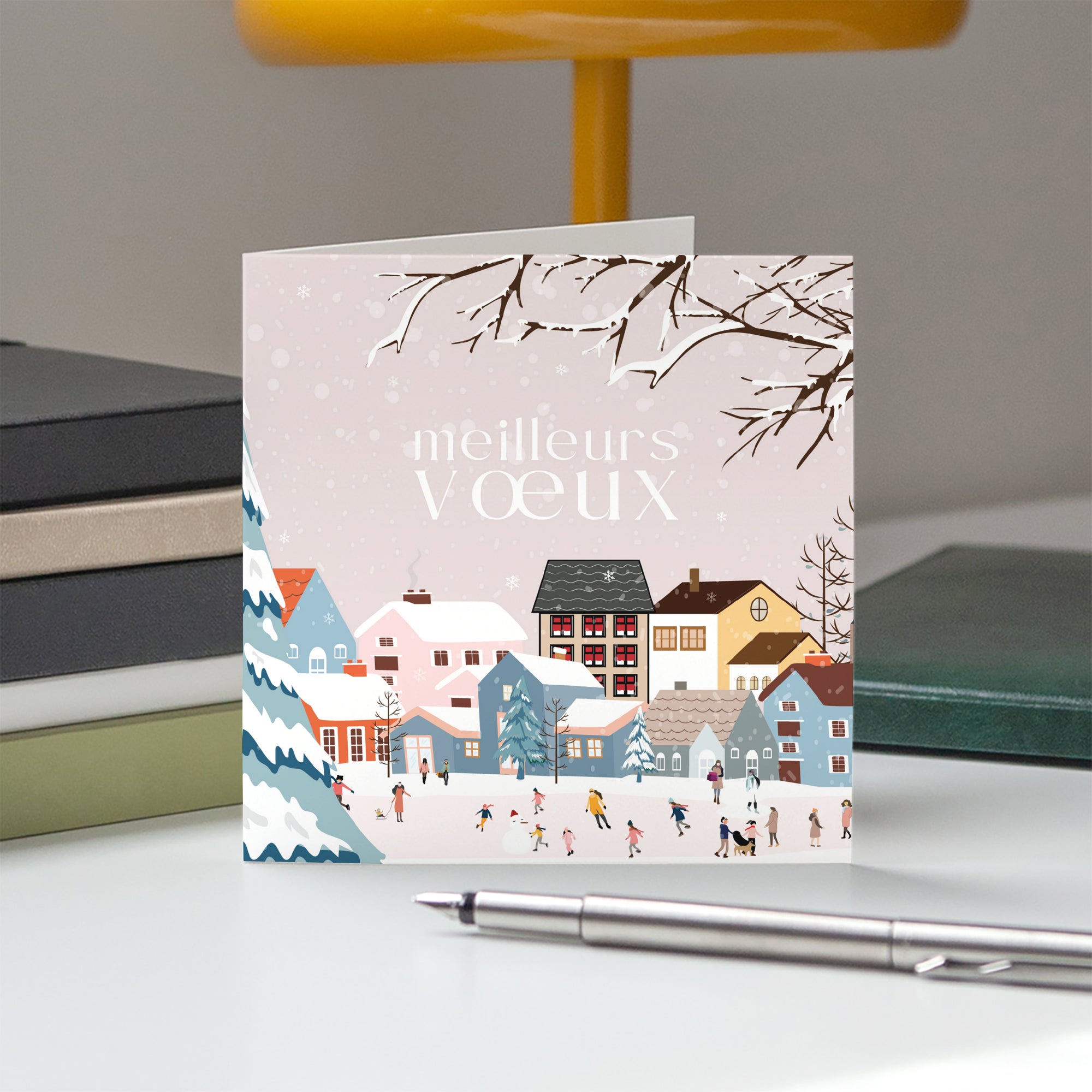 Village Enchanté | Vœux professionnels • Carte de voeux • Carré double photo N° 5