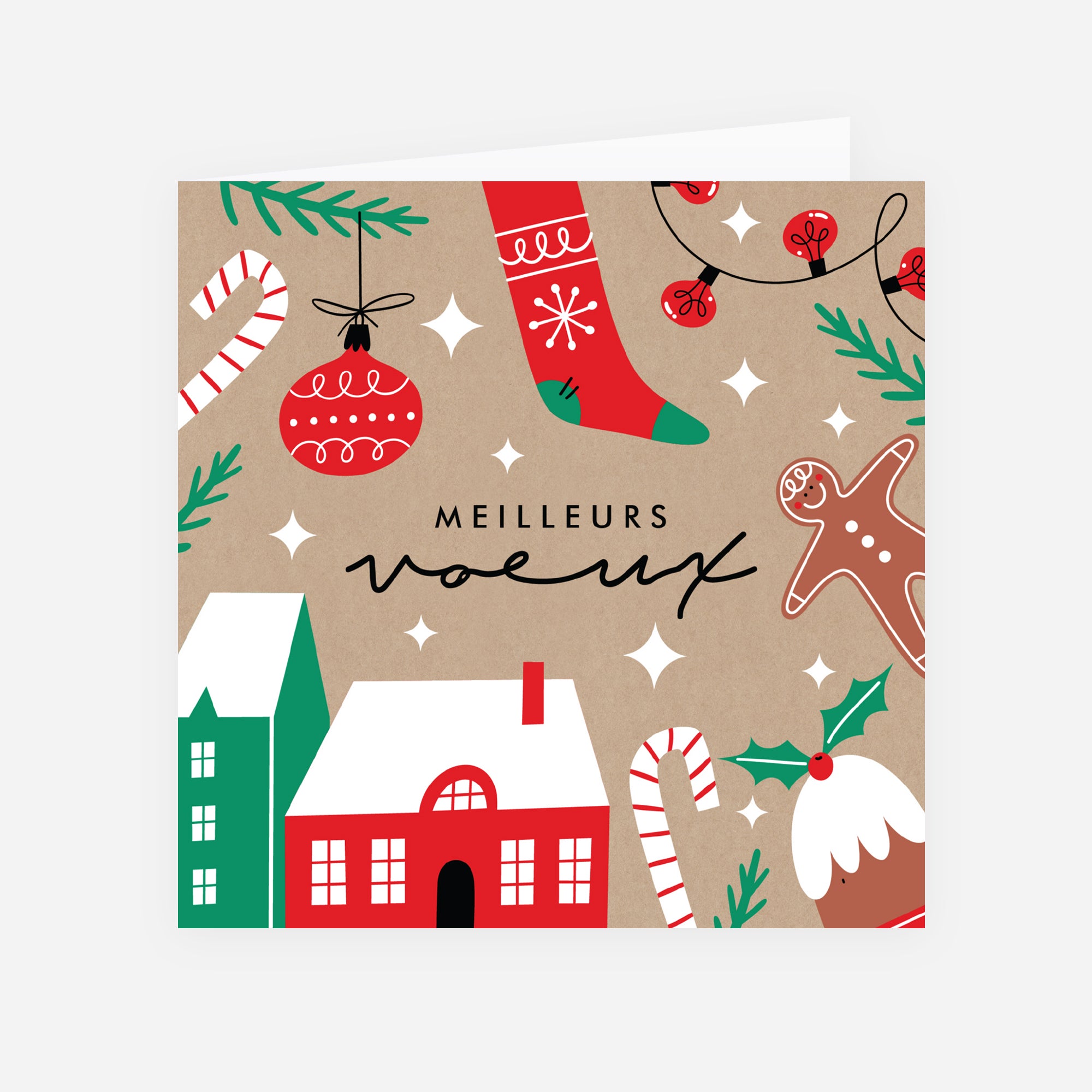 Noël à la Maison | Vœux professionnels • Carte de voeux • Carré double photo N° 1