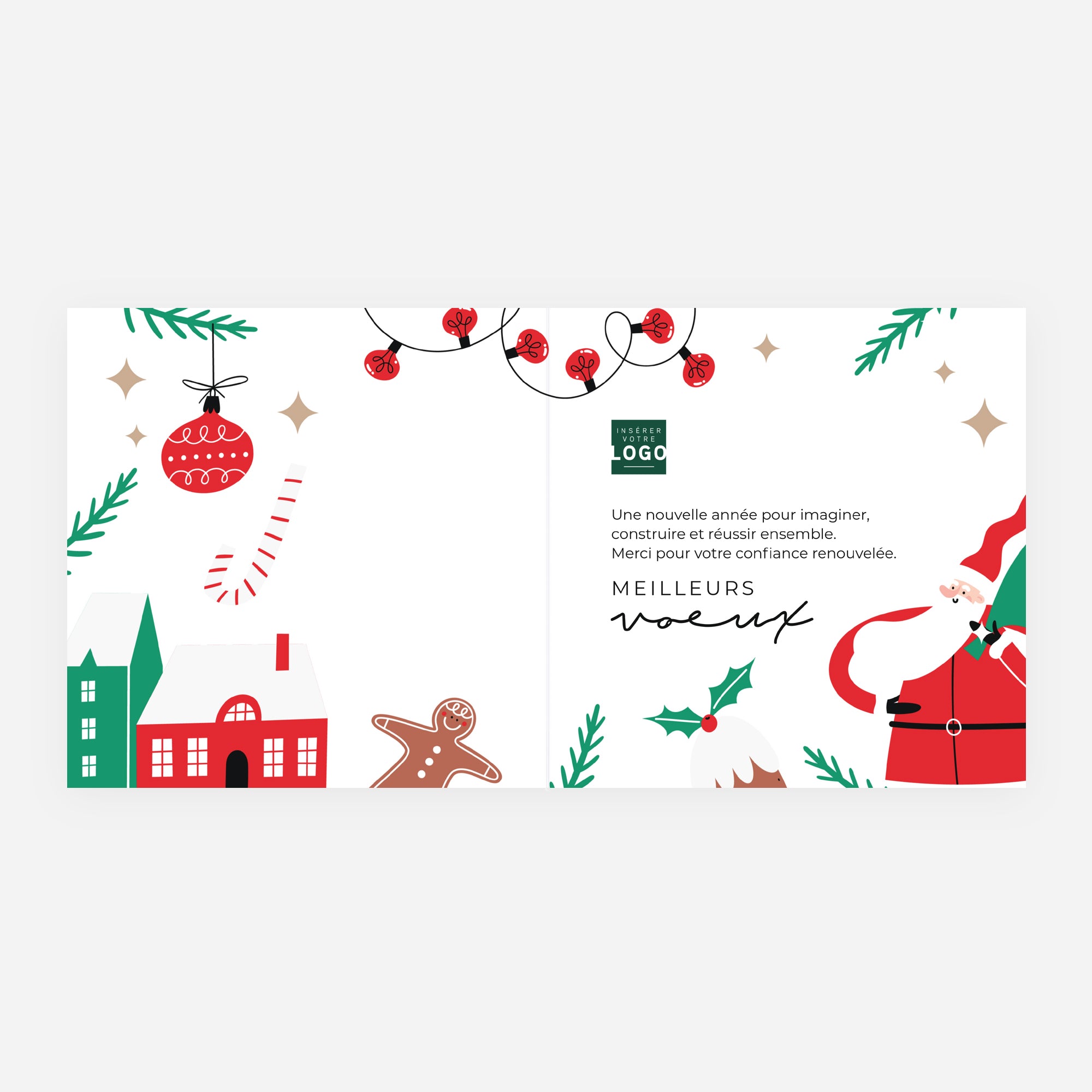 Noël à la Maison | Vœux professionnels • Carte de voeux • Carré double photo N° 2