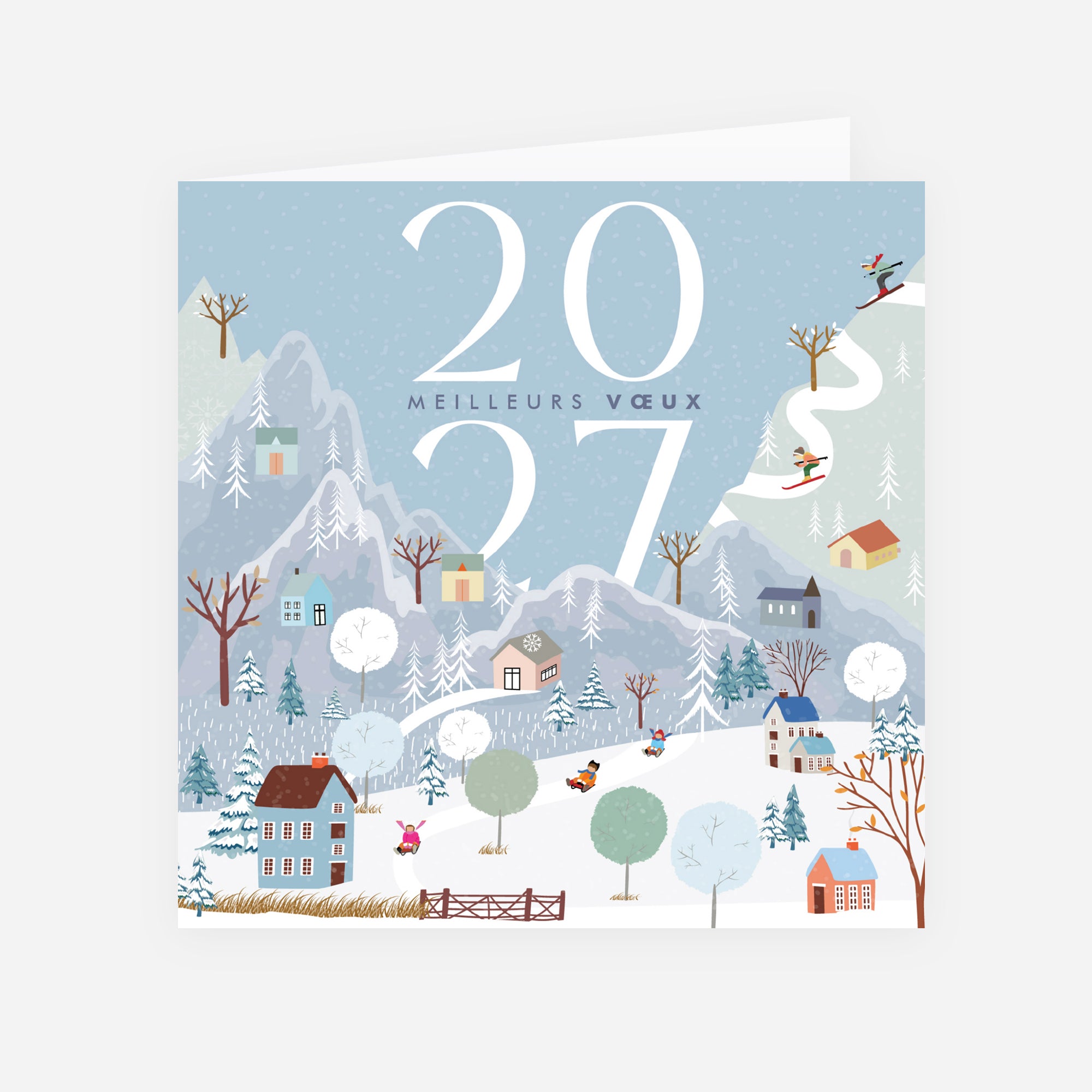 Panorama d’Hiver | Vœux professionnels • Carte de voeux • Carré double photo N° 1