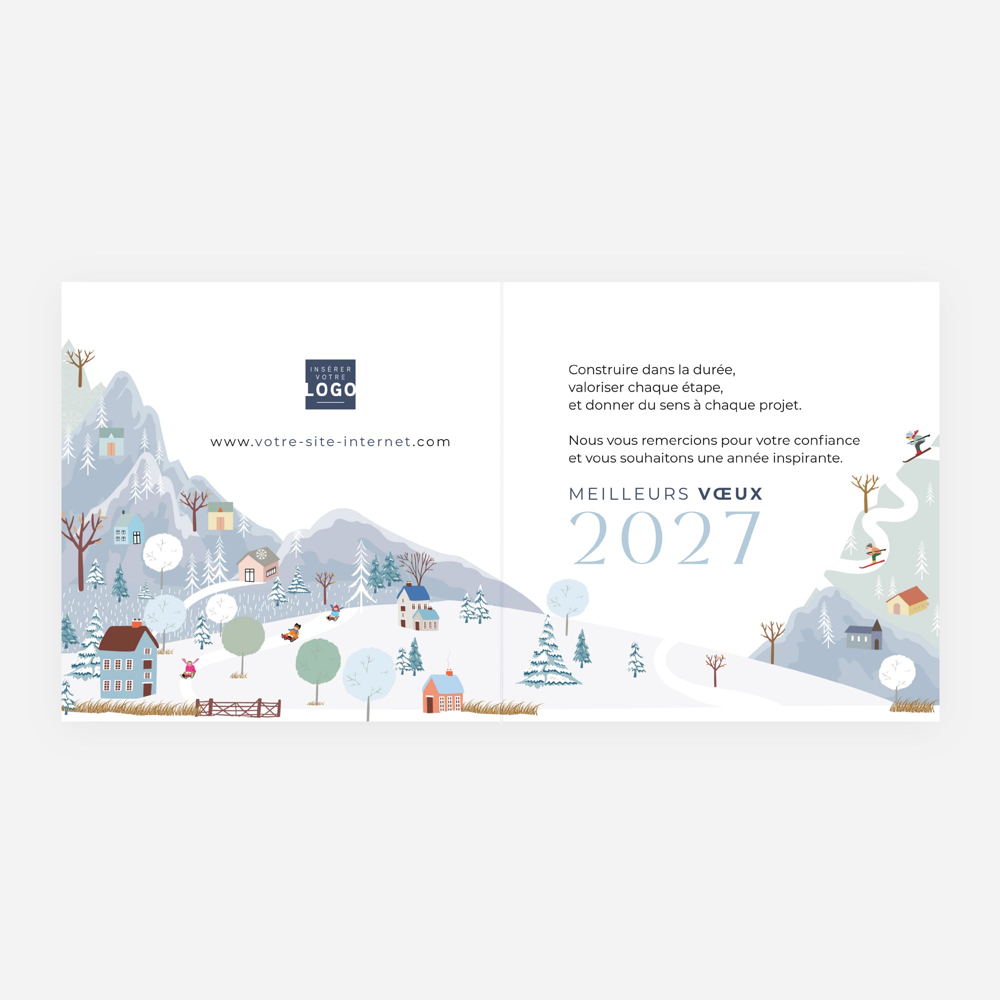 Panorama d’Hiver | Vœux professionnels • Carte de voeux • Carré double photo N° 2