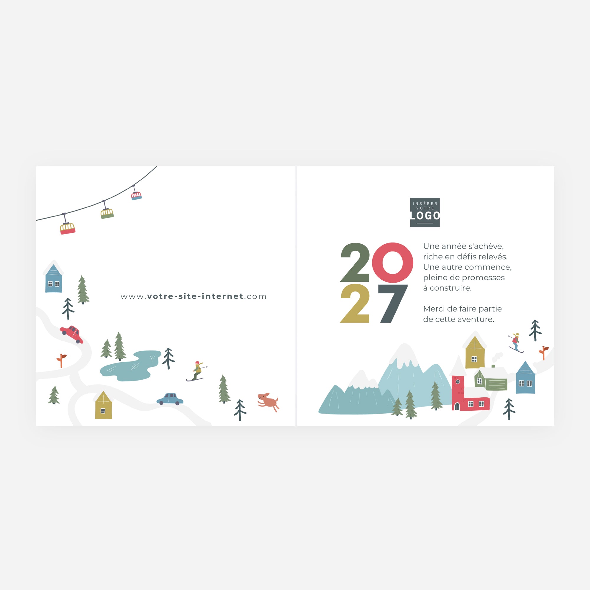 Station en Fête | Vœux professionnels • Carte de voeux • Carré double photo N° 2