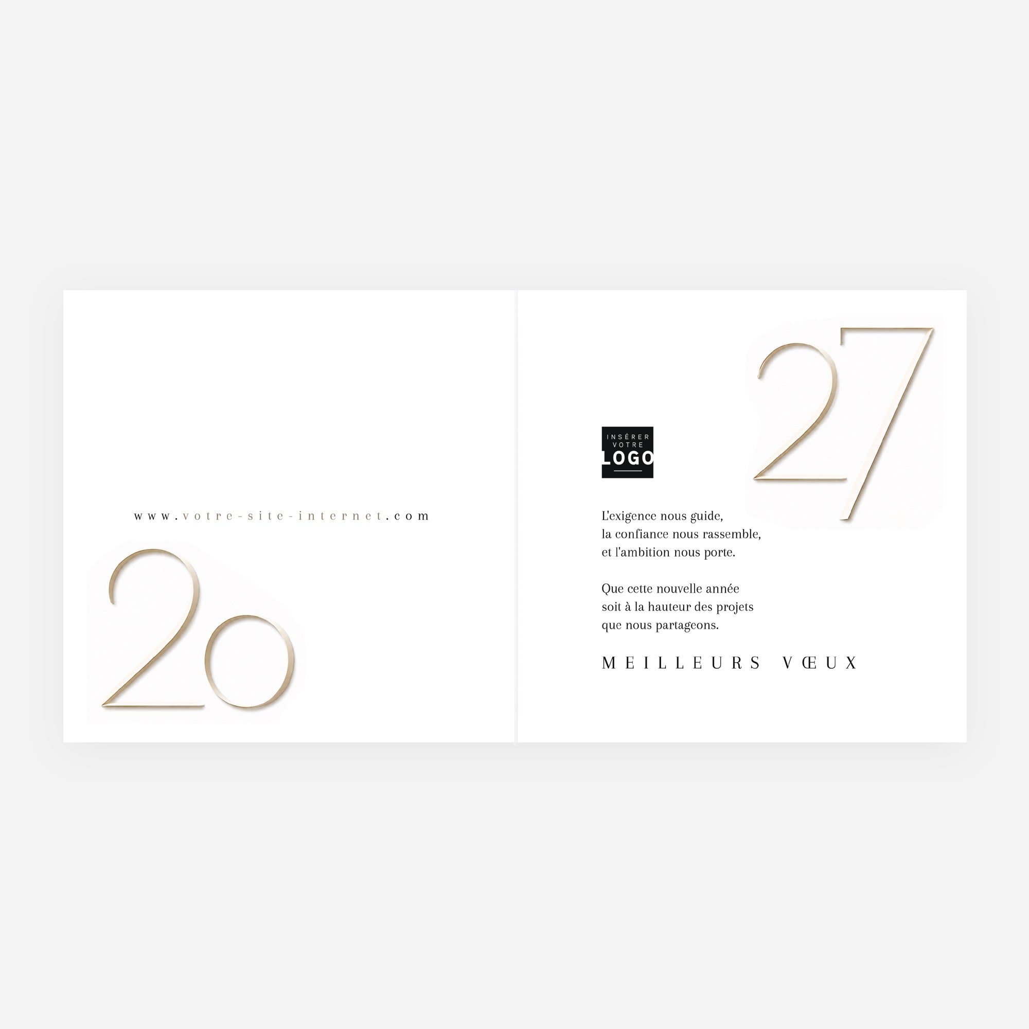 Élégance Pure | Vœux professionnels • Carte de voeux • Carré double photo N° 2