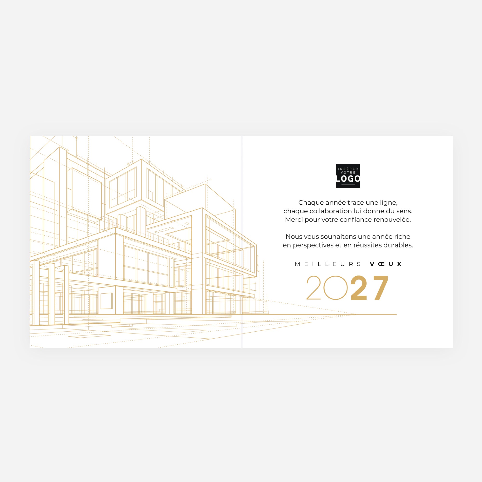 Perspectives | Vœux professionnels • Carte de voeux dorure • Carré double photo N° 2
