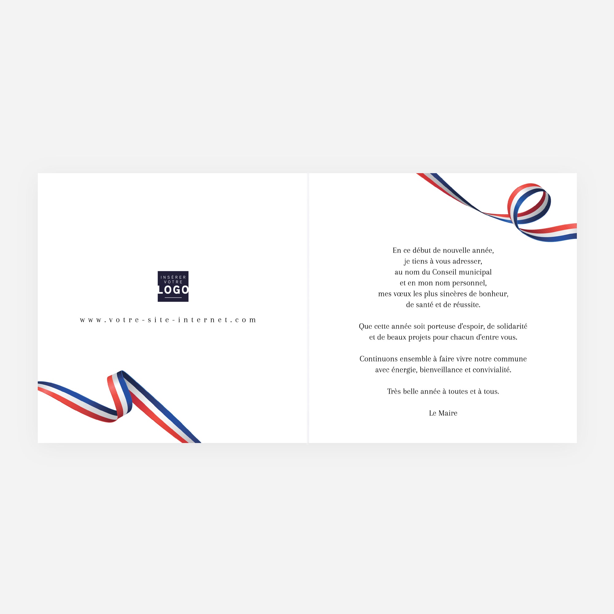 Ruban Tricolore | Vœux professionnels • Carte de voeux • Carré double photo N° 2