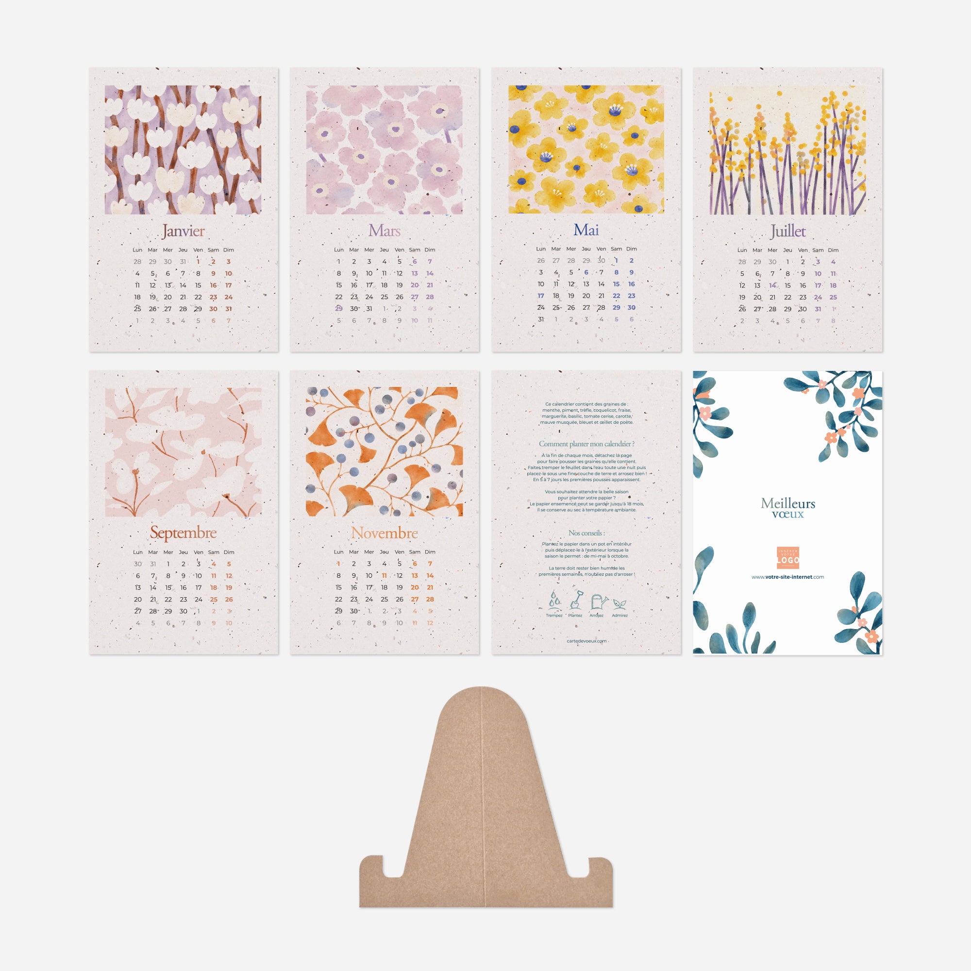 Calendrier à planter | Vœux professionnels • Calendrier professionnel • Intercalaire simple photo N° 4
