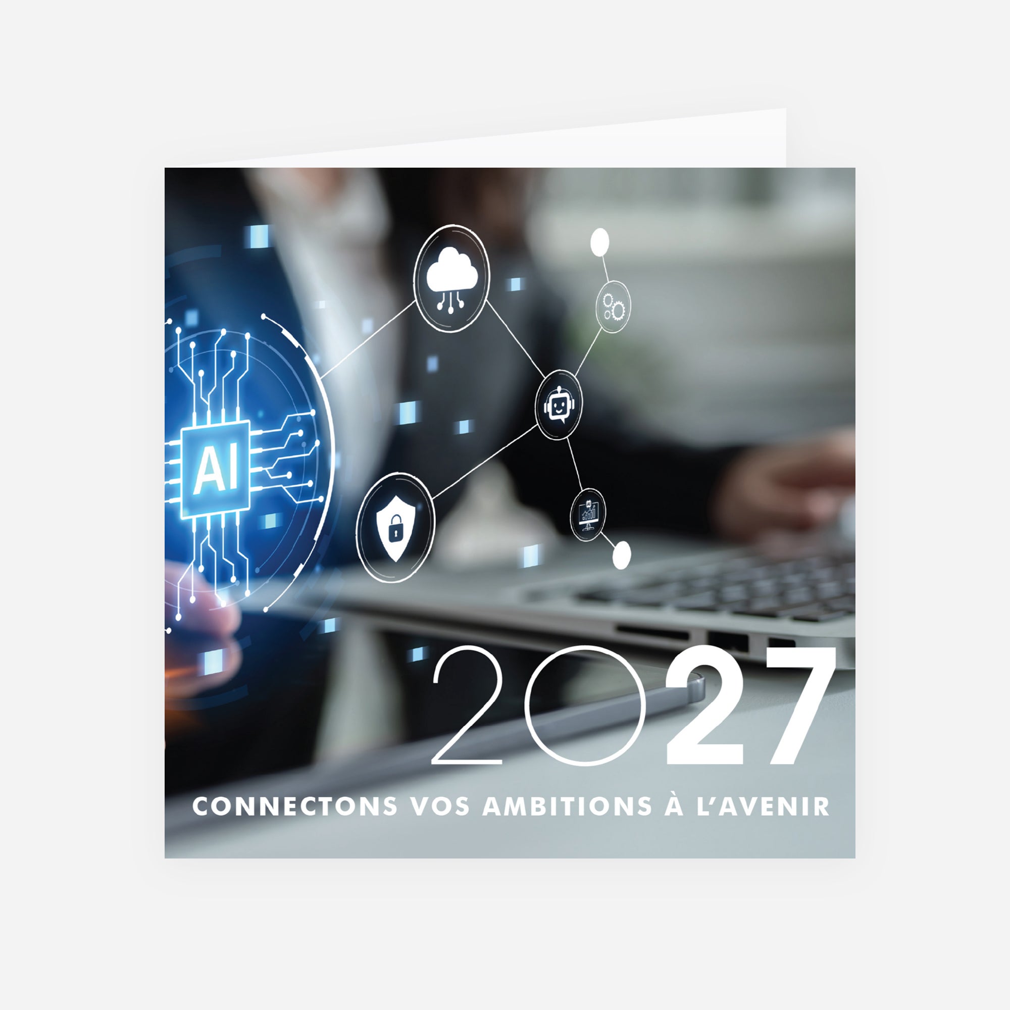 L'Avenir Connecté | Vœux professionnels • Carte de voeux • Carrée pliable photo N° 1