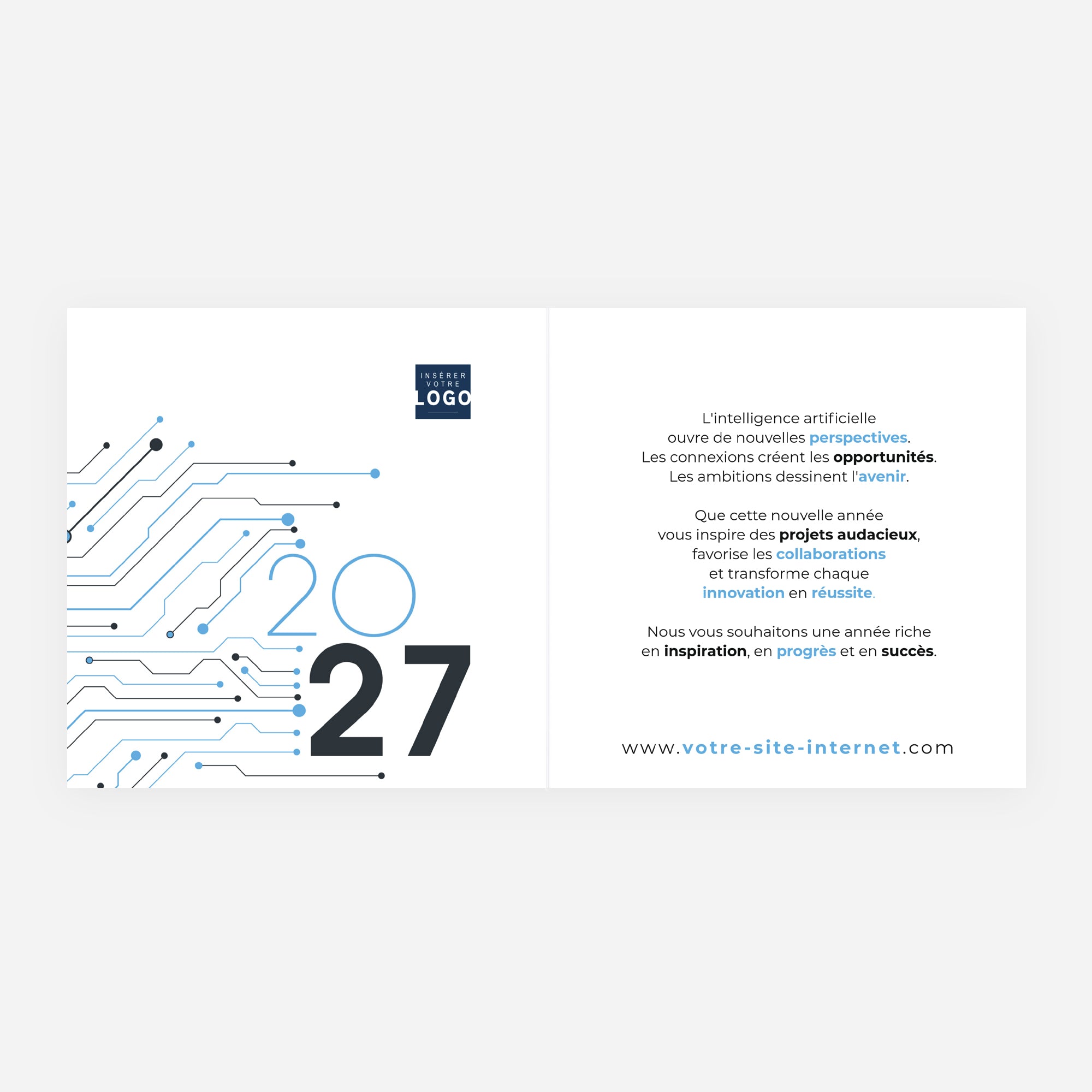 L'Avenir Connecté | Vœux professionnels • Carte de voeux • Carrée pliable photo N° 2