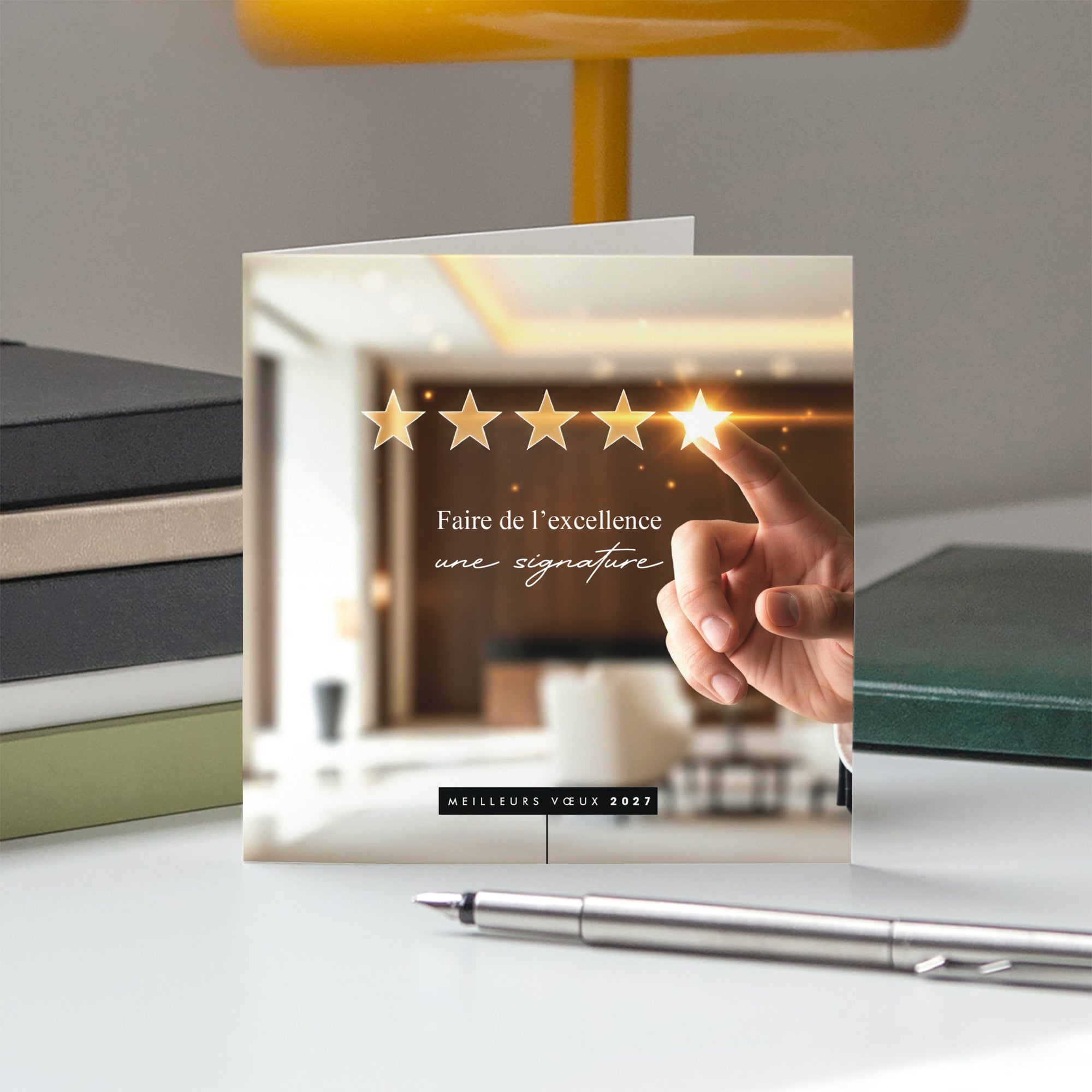 La Signature de l'Excellence | Vœux professionnels • Carte de voeux • Carrée pliable photo N° 5