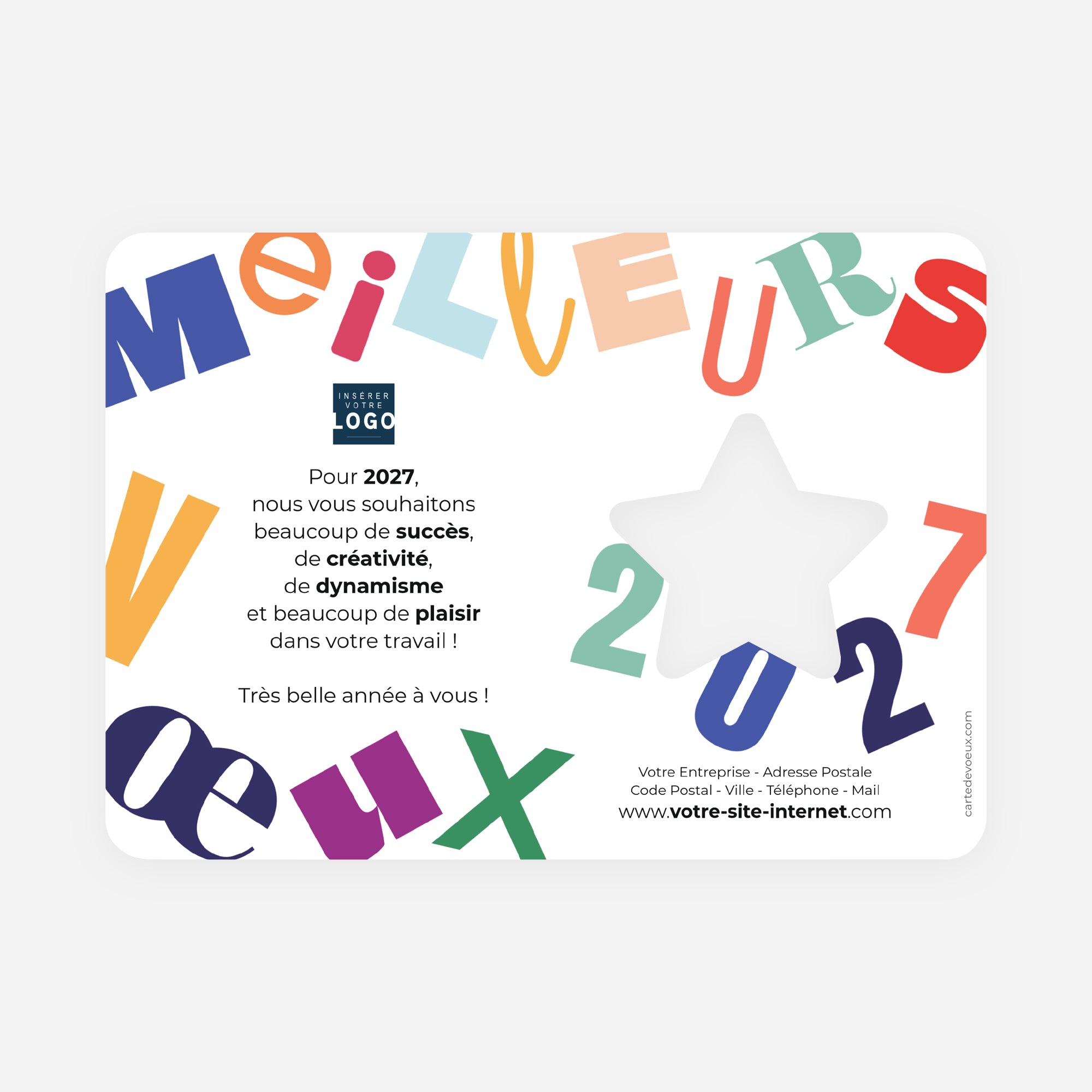 Vœux en Couleurs | Vœux professionnels • Carte de voeux • Étoile découpée photo N° 2