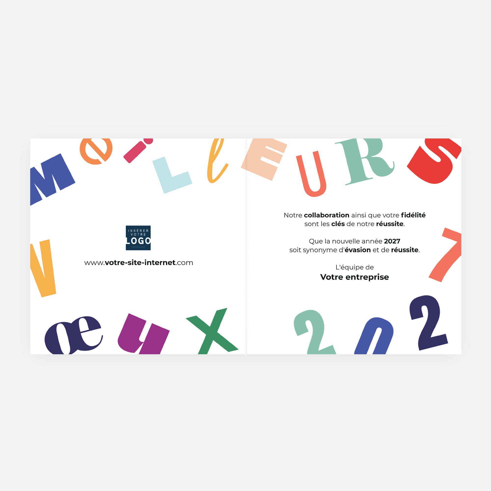 Vœux en Couleurs | Vœux professionnels • Carte de voeux • Carrée pliable photo N° 2