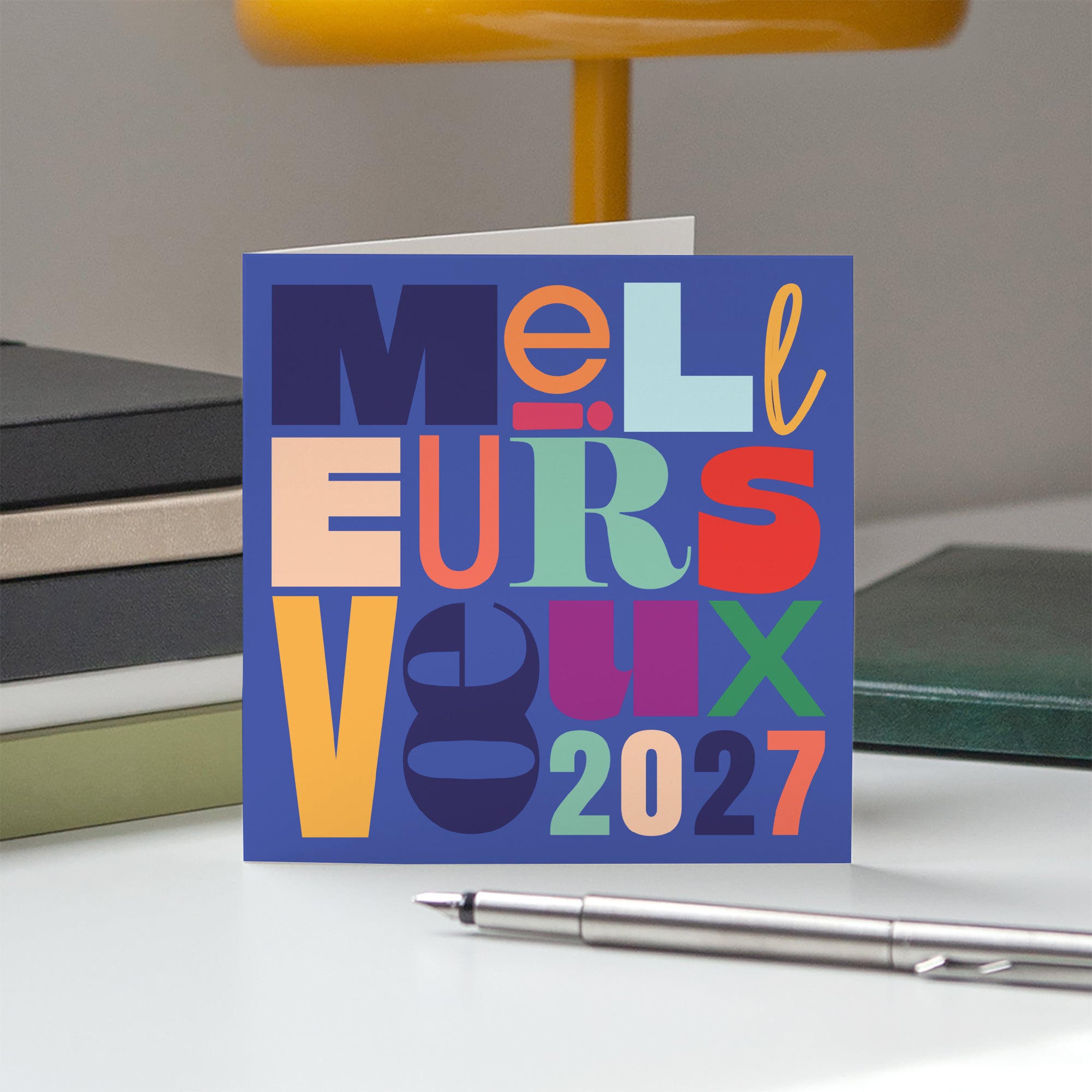 Vœux en Couleurs | Vœux professionnels • Carte de voeux • Carrée pliable photo N° 5