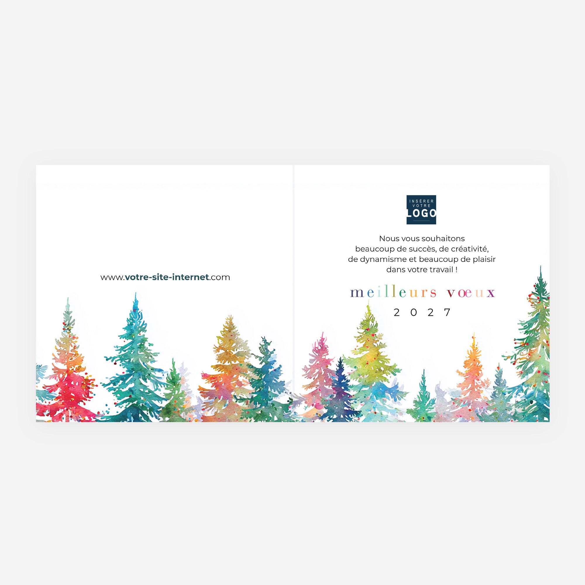 Éclats de Forêt | Vœux professionnels • Carte de voeux • Carrée pliable photo N° 2