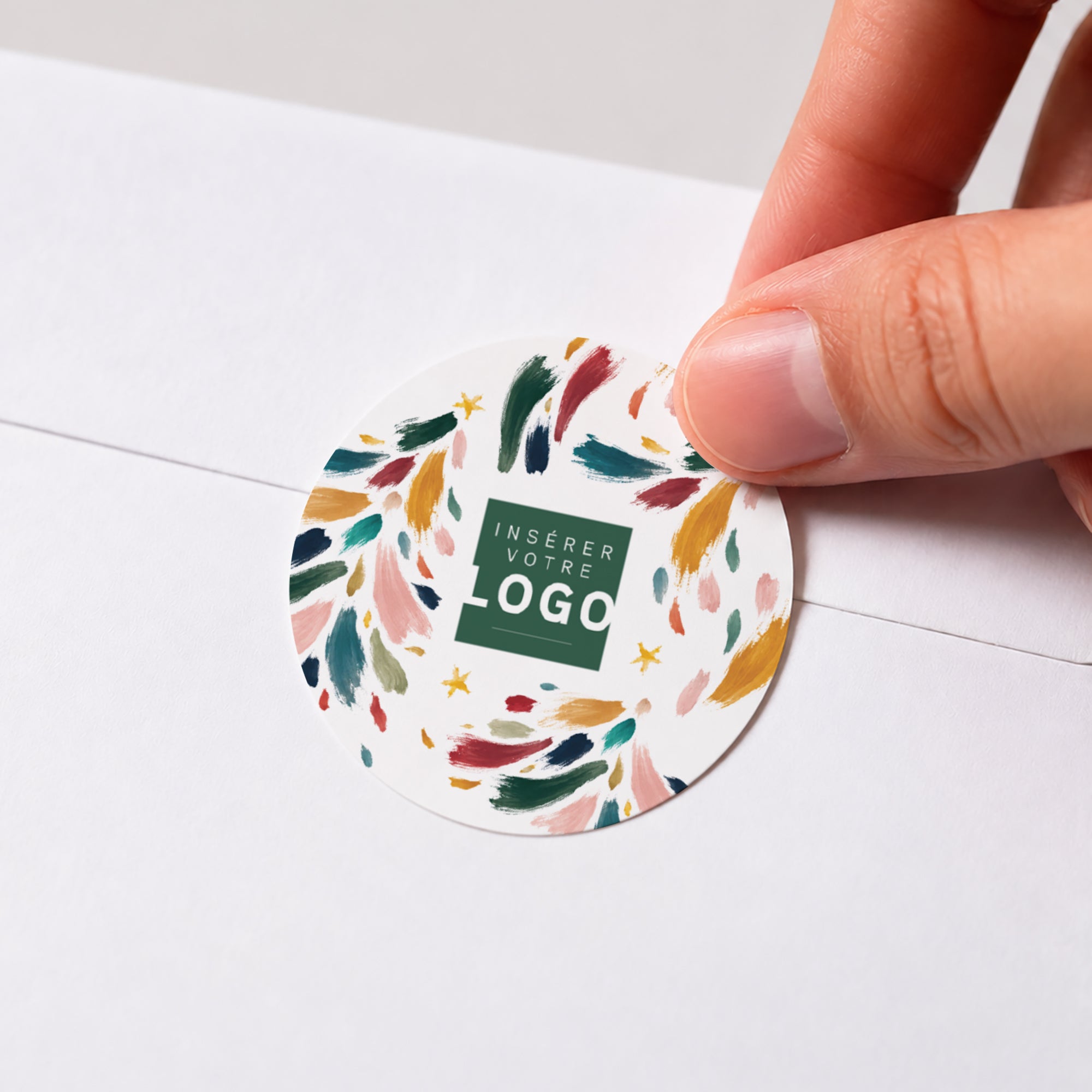 Touches de Noël | Vœux professionnels • Sticker • Rond photo N° 1