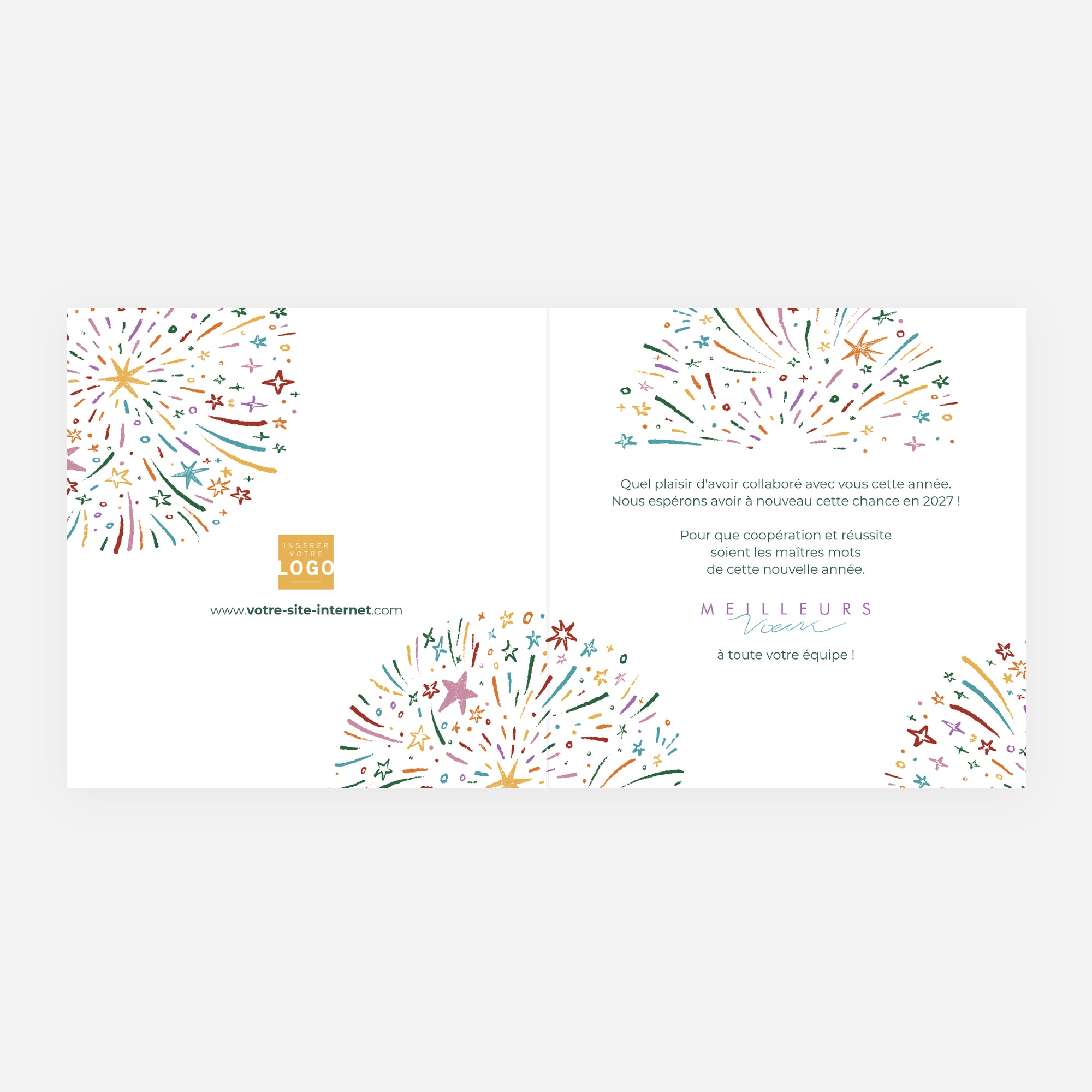 Éclats Célestes | Vœux professionnels • Carte de voeux • Carrée pliable photo N° 2