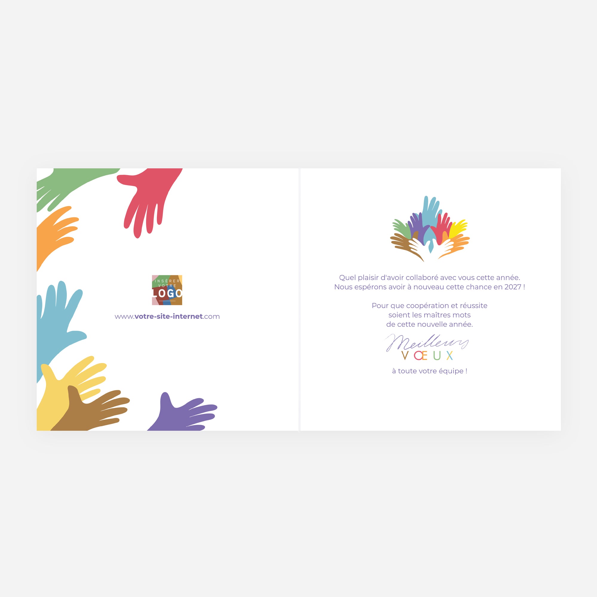 Mains Unies | Vœux professionnels • Carte de voeux • Carrée pliable photo N° 2