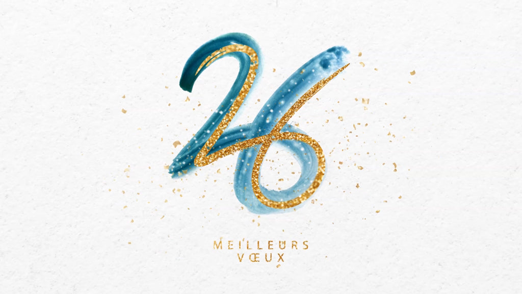 Gold and blue | Vœux professionnels • Carte virtuelle • eCard Vidéo photo N° 1